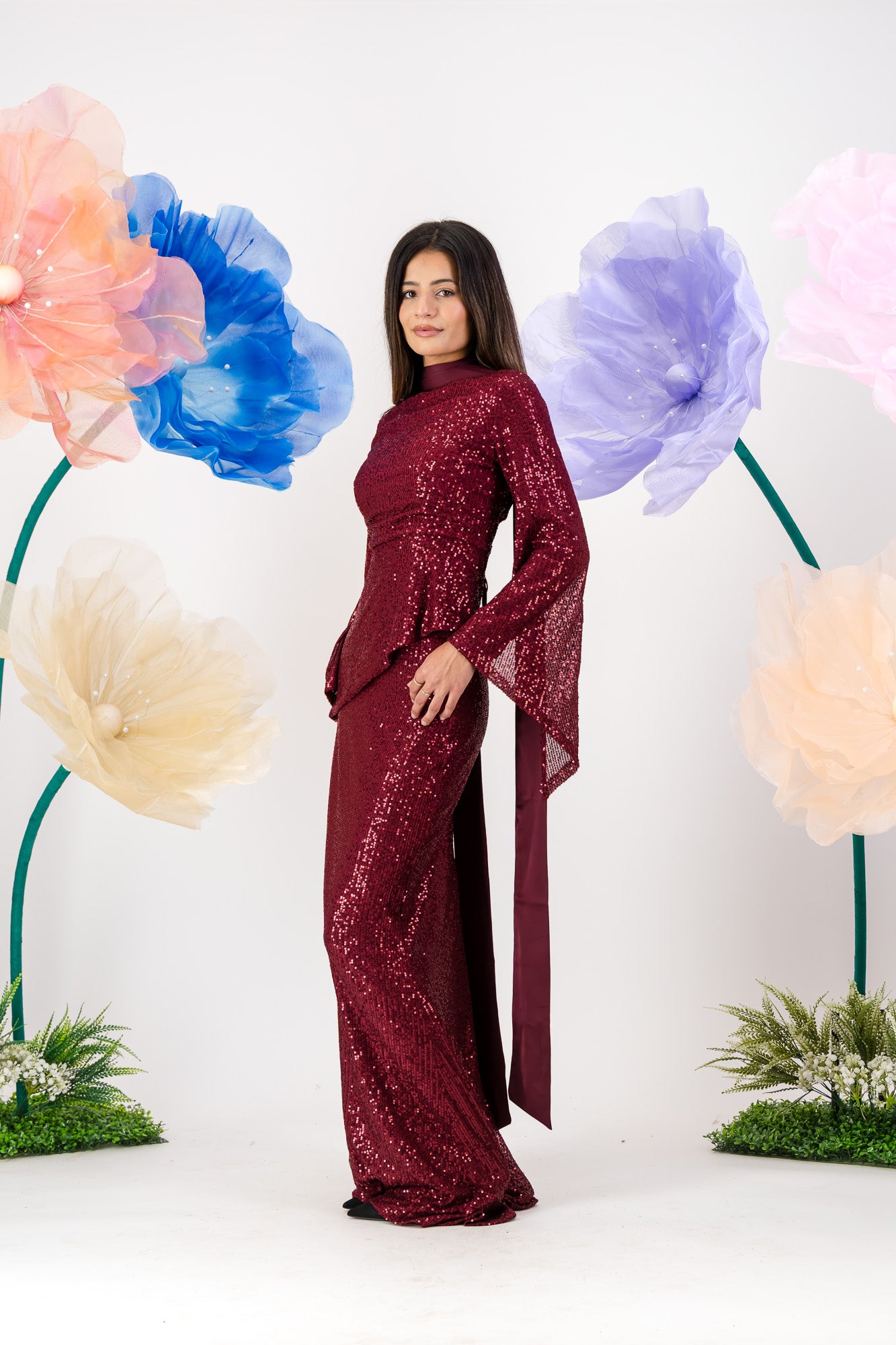 Afraa Sequin Set - Berry