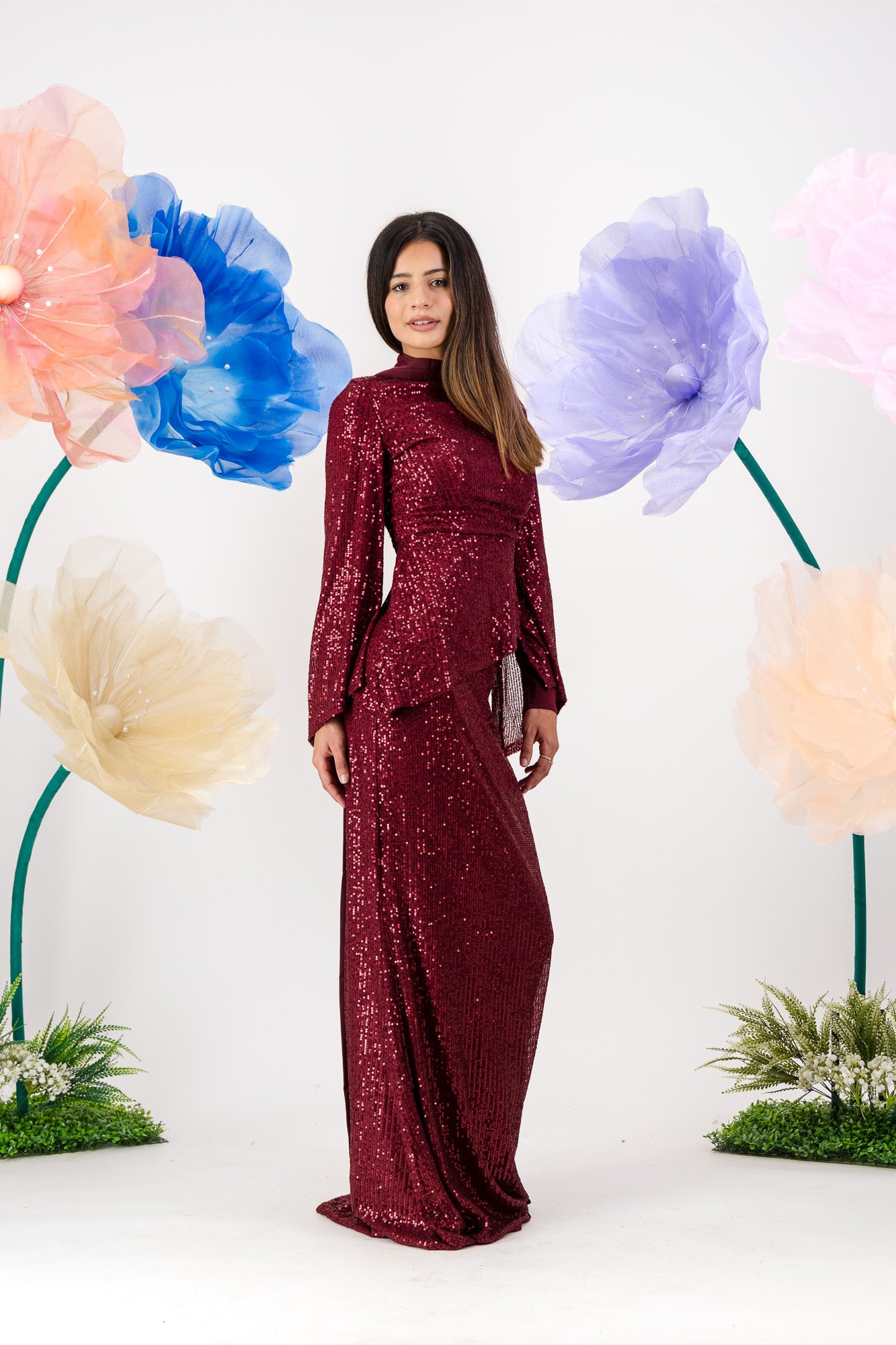 Afraa Sequin Set - Berry