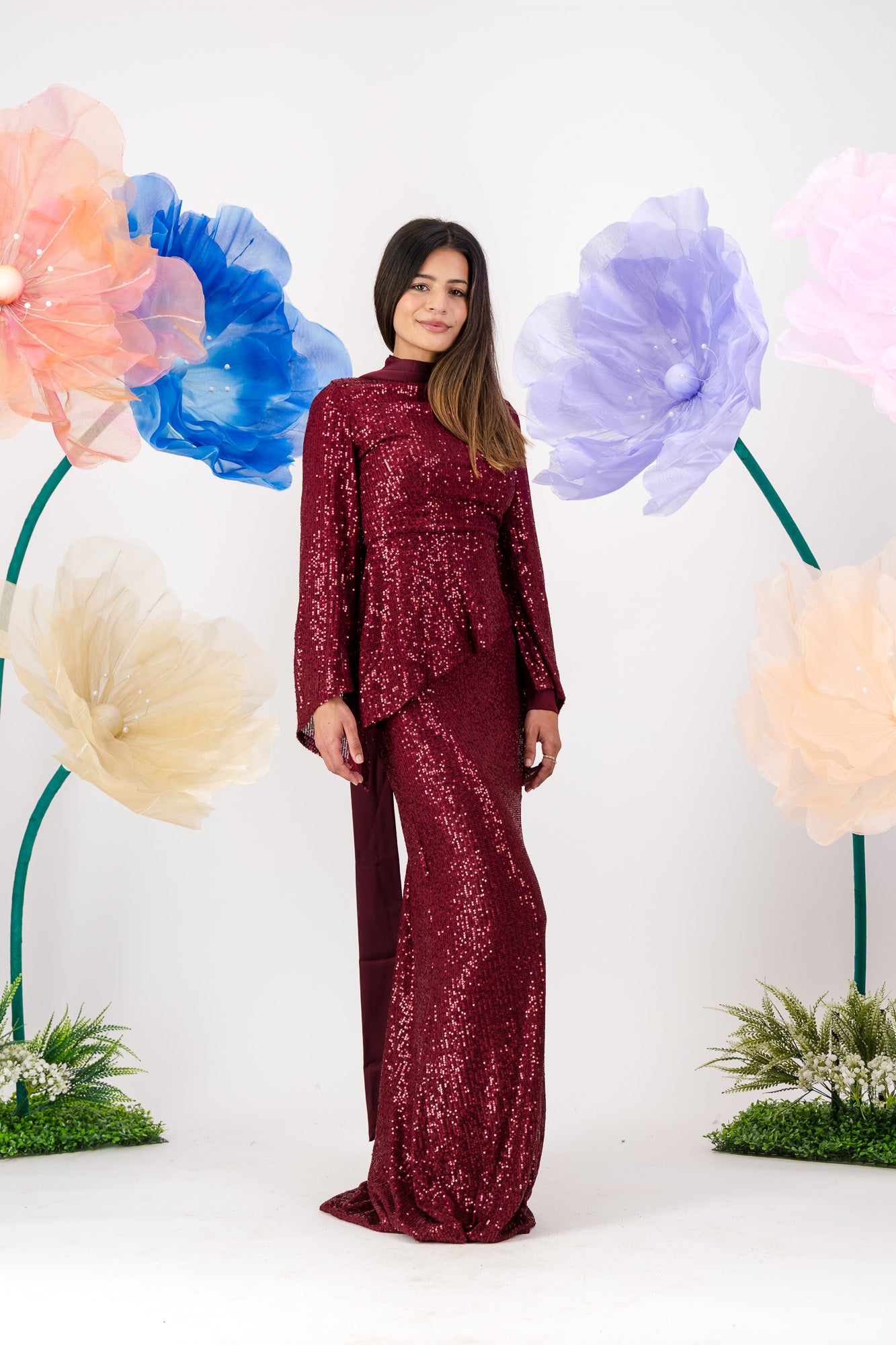 Afraa Sequin Set - Berry