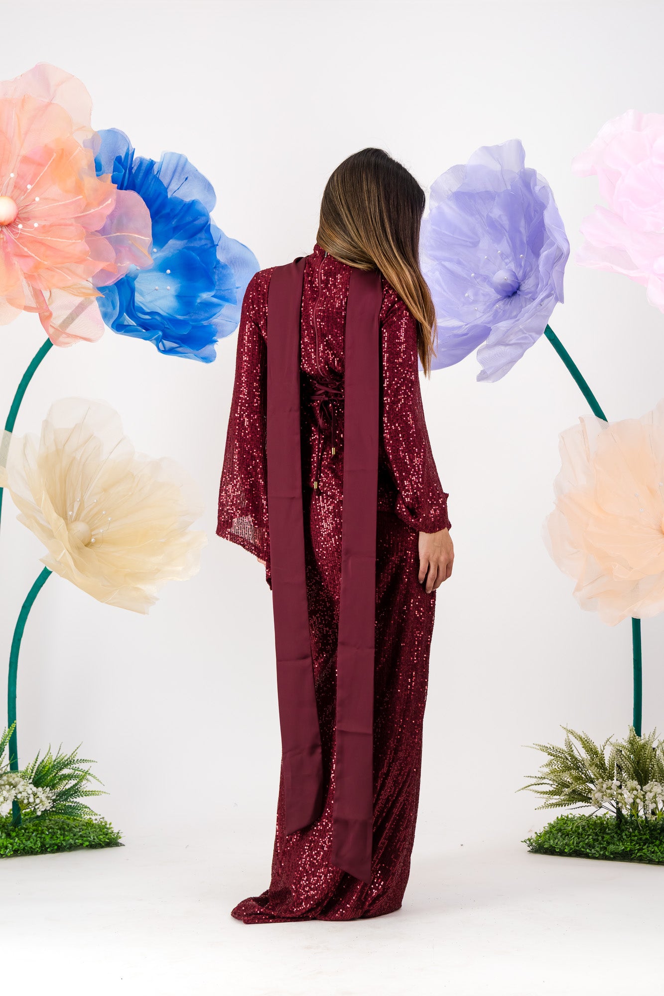 Afraa Sequin Set - Berry