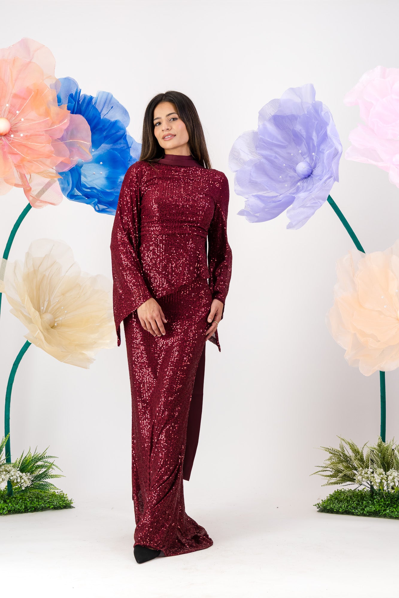 Afraa Sequin Set - Berry