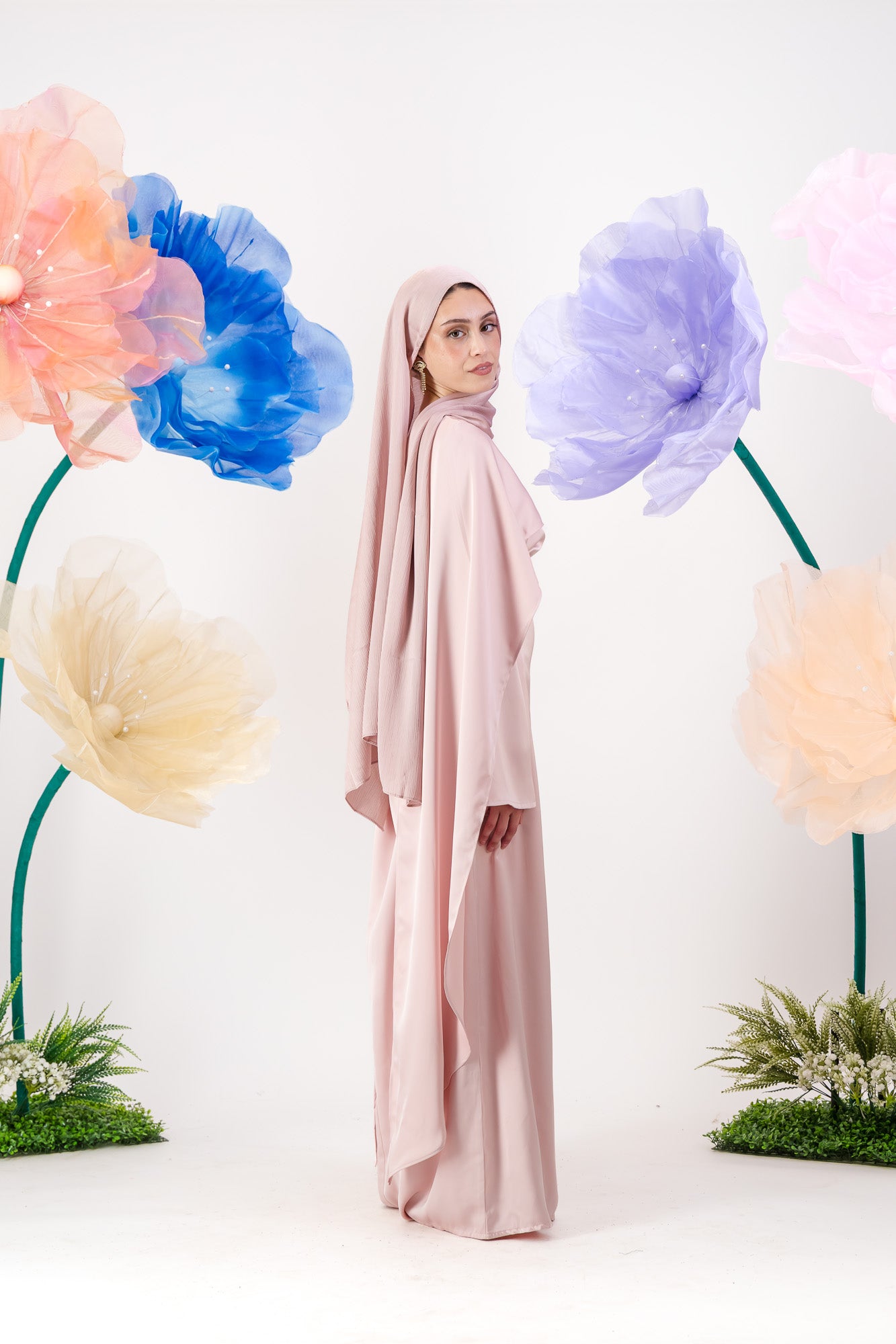 Maya Cape Gown - Petal Pink