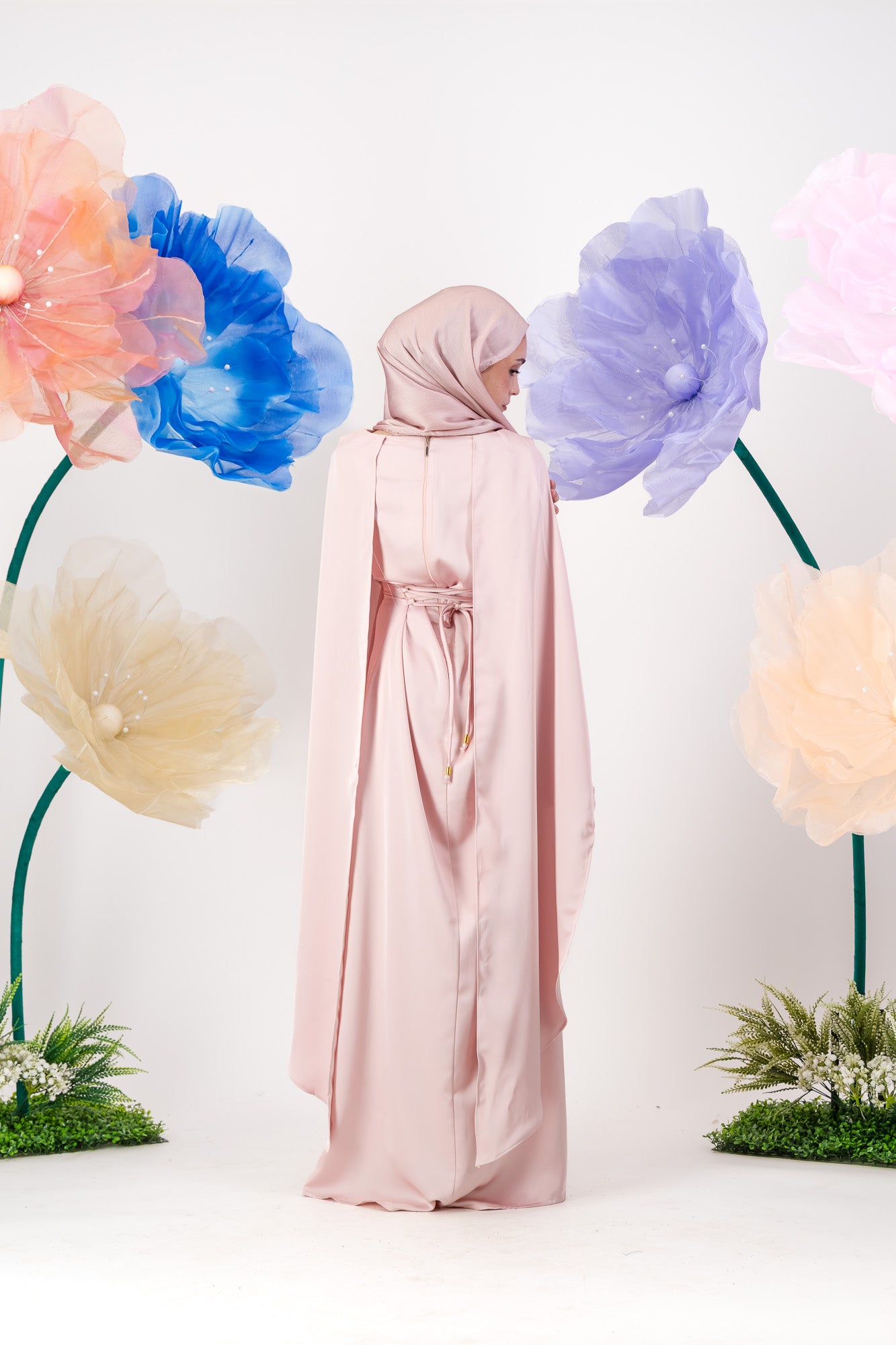 Maya Cape Gown - Petal Pink