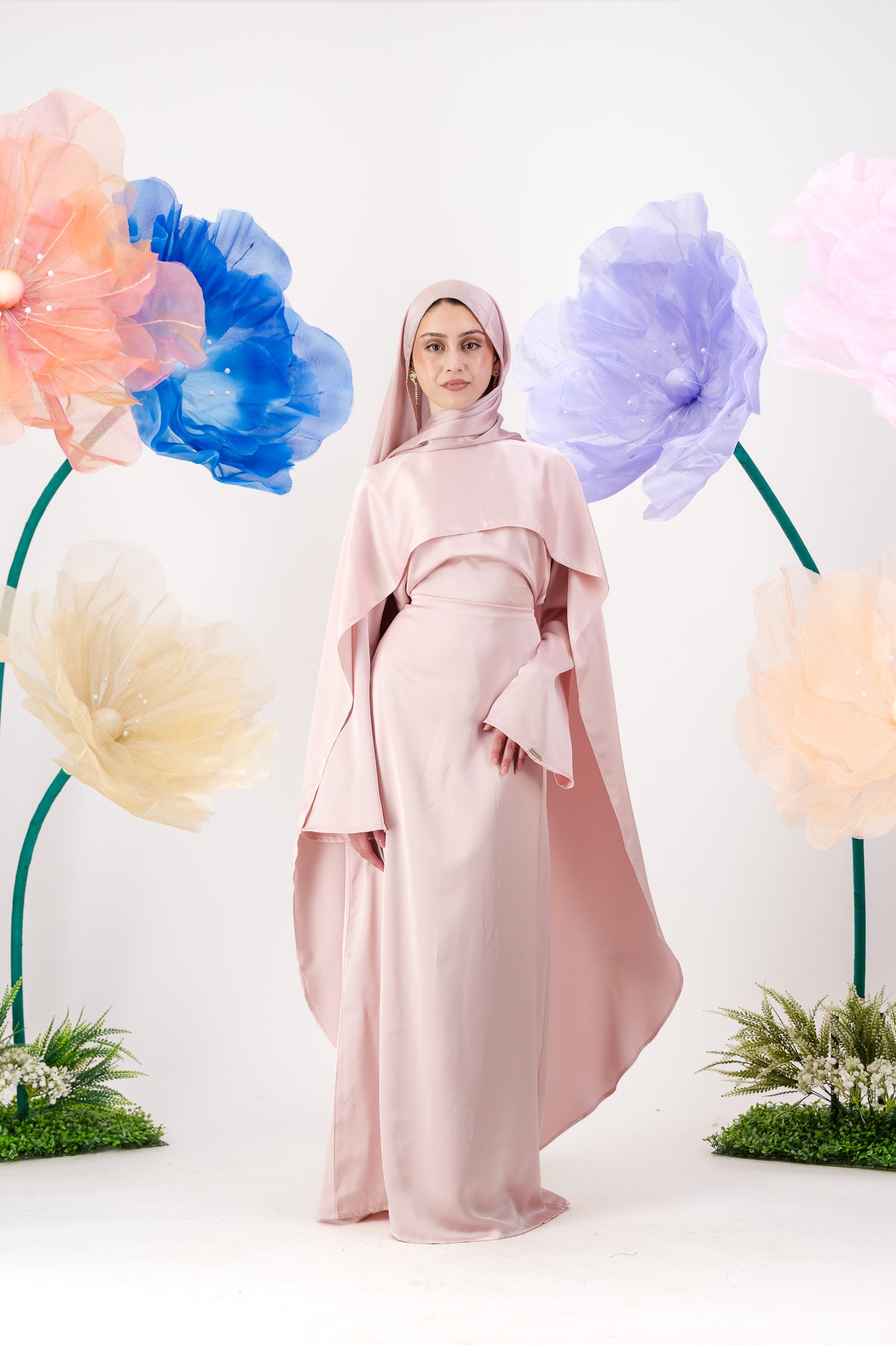 Maya Cape Gown - Petal Pink