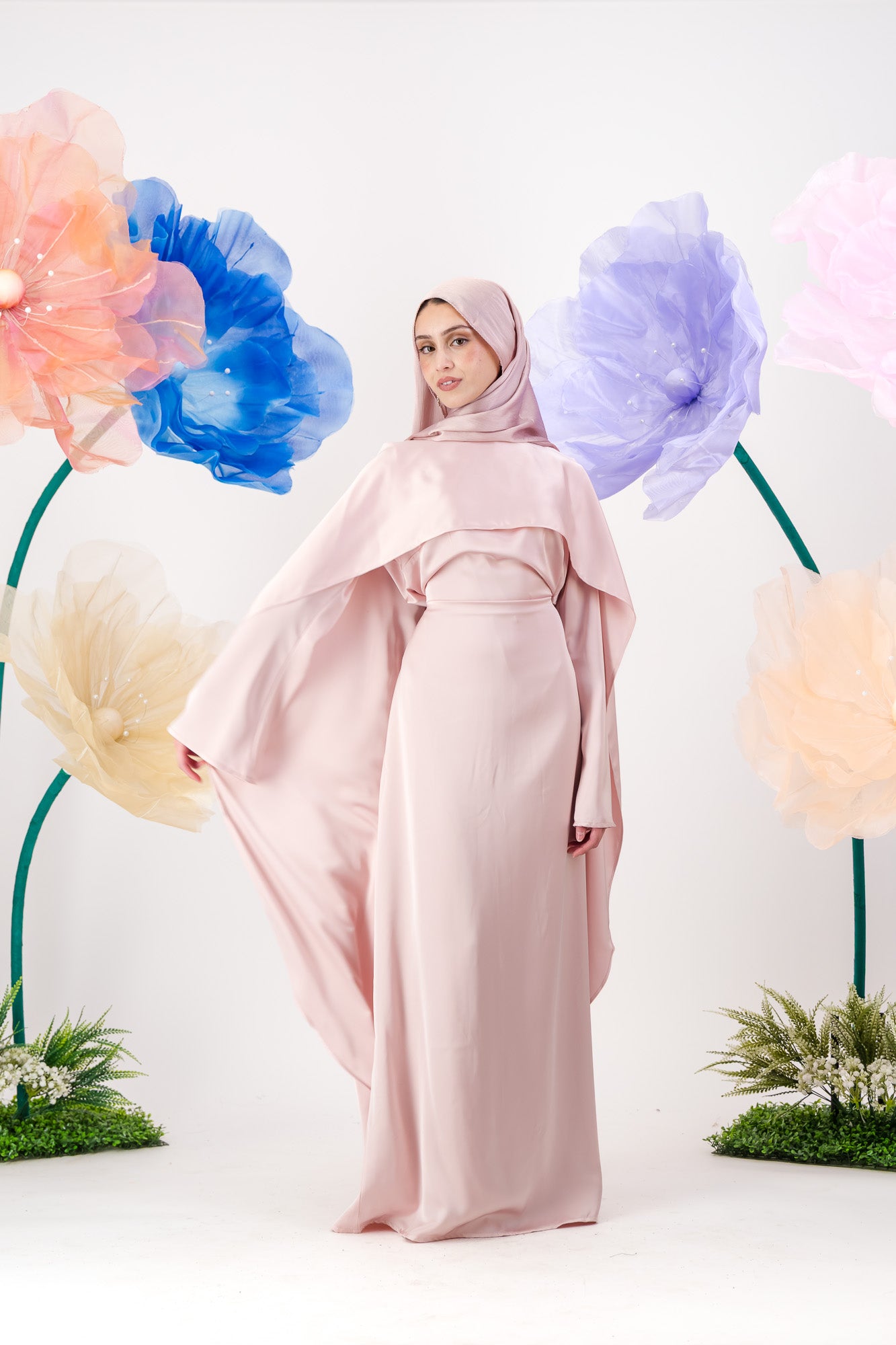 Maya Cape Gown - Petal Pink