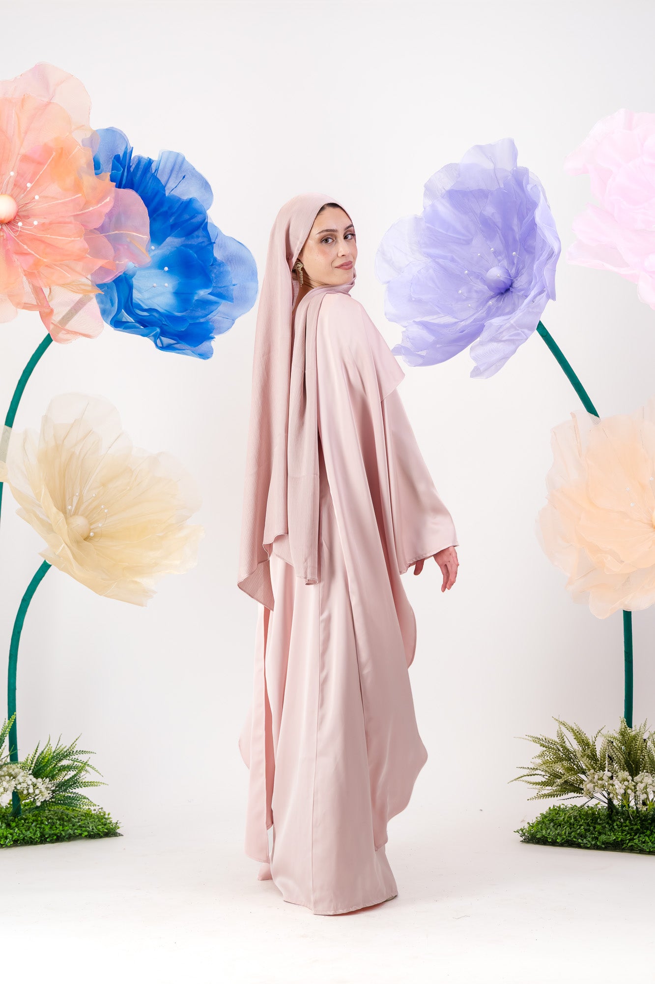 Maya Cape Gown - Petal Pink