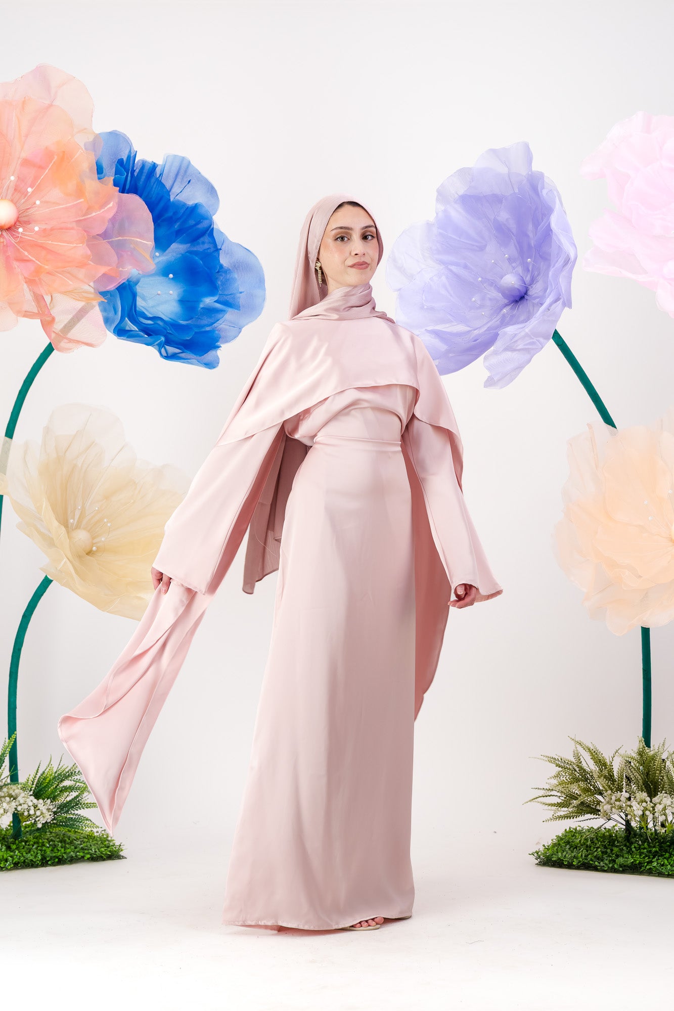 Maya Cape Gown - Petal Pink