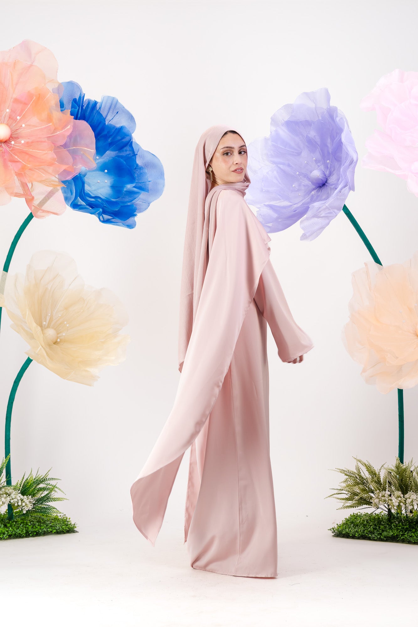 Maya Cape Gown - Petal Pink