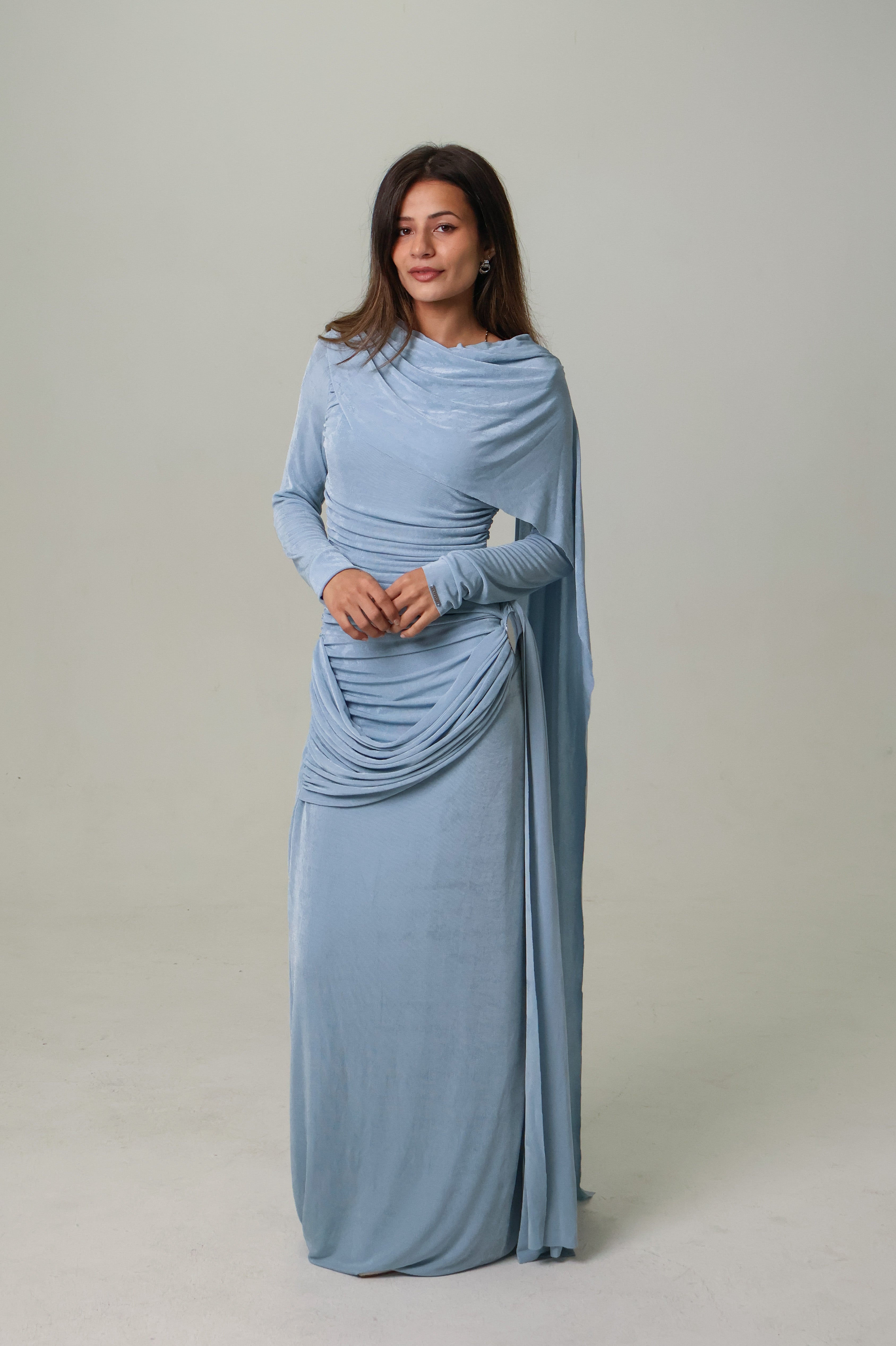KIRA KNIT DRESS - VINTAGE BLUE