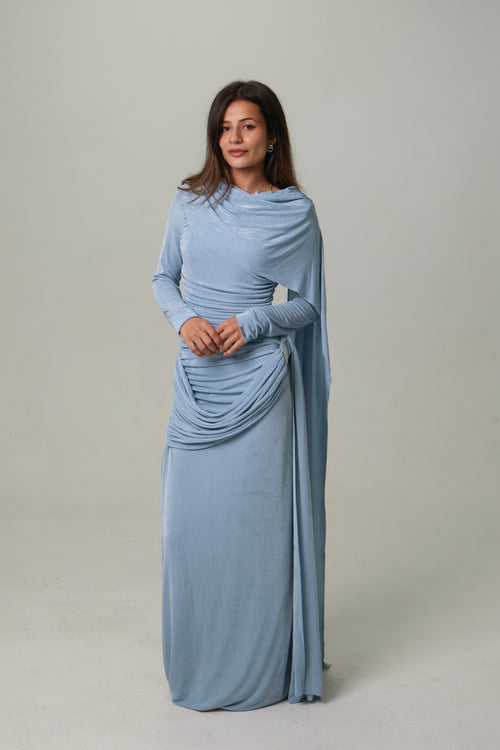 KIRA KNIT DRESS - VINTAGE BLUE