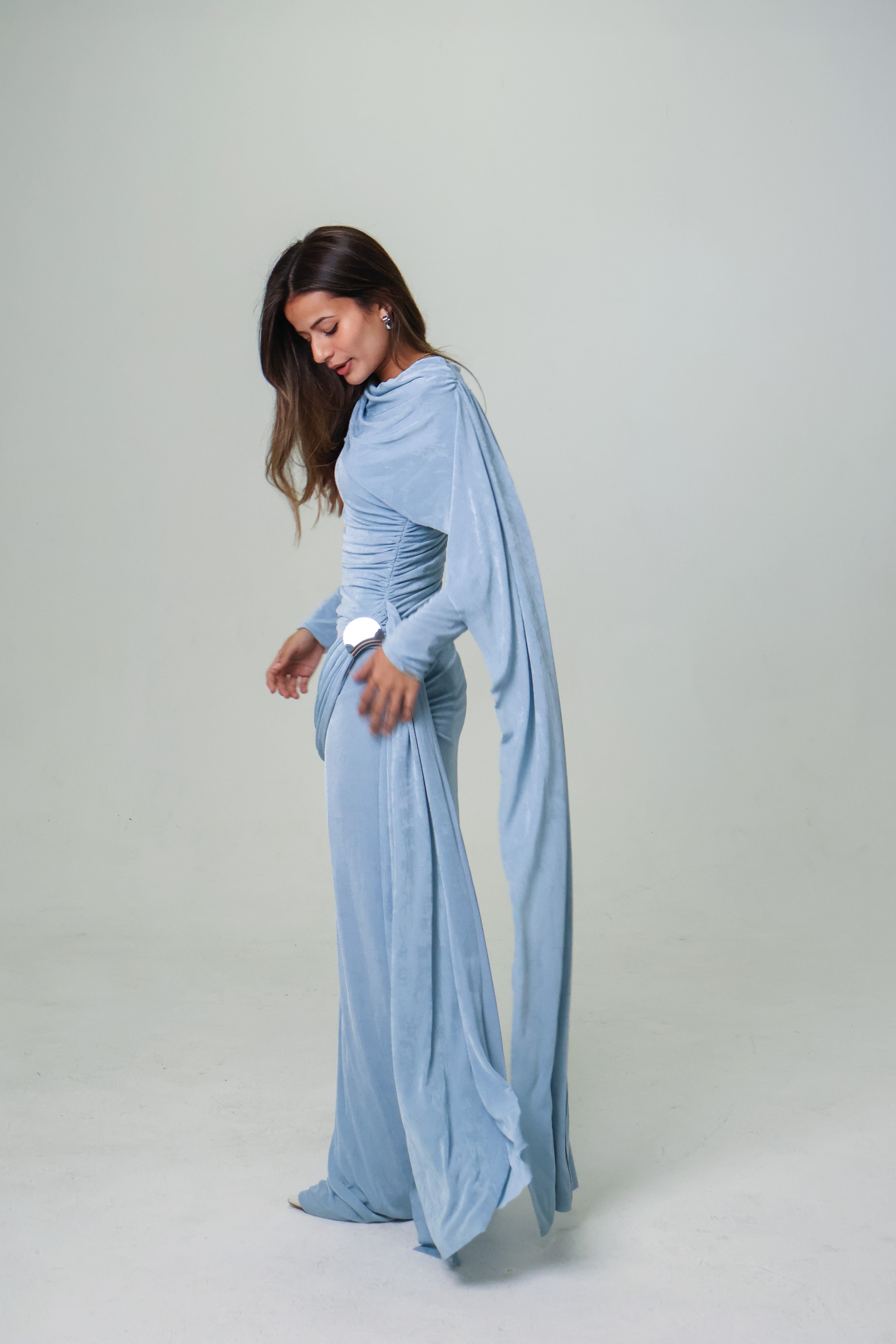 KIRA KNIT DRESS - VINTAGE BLUE
