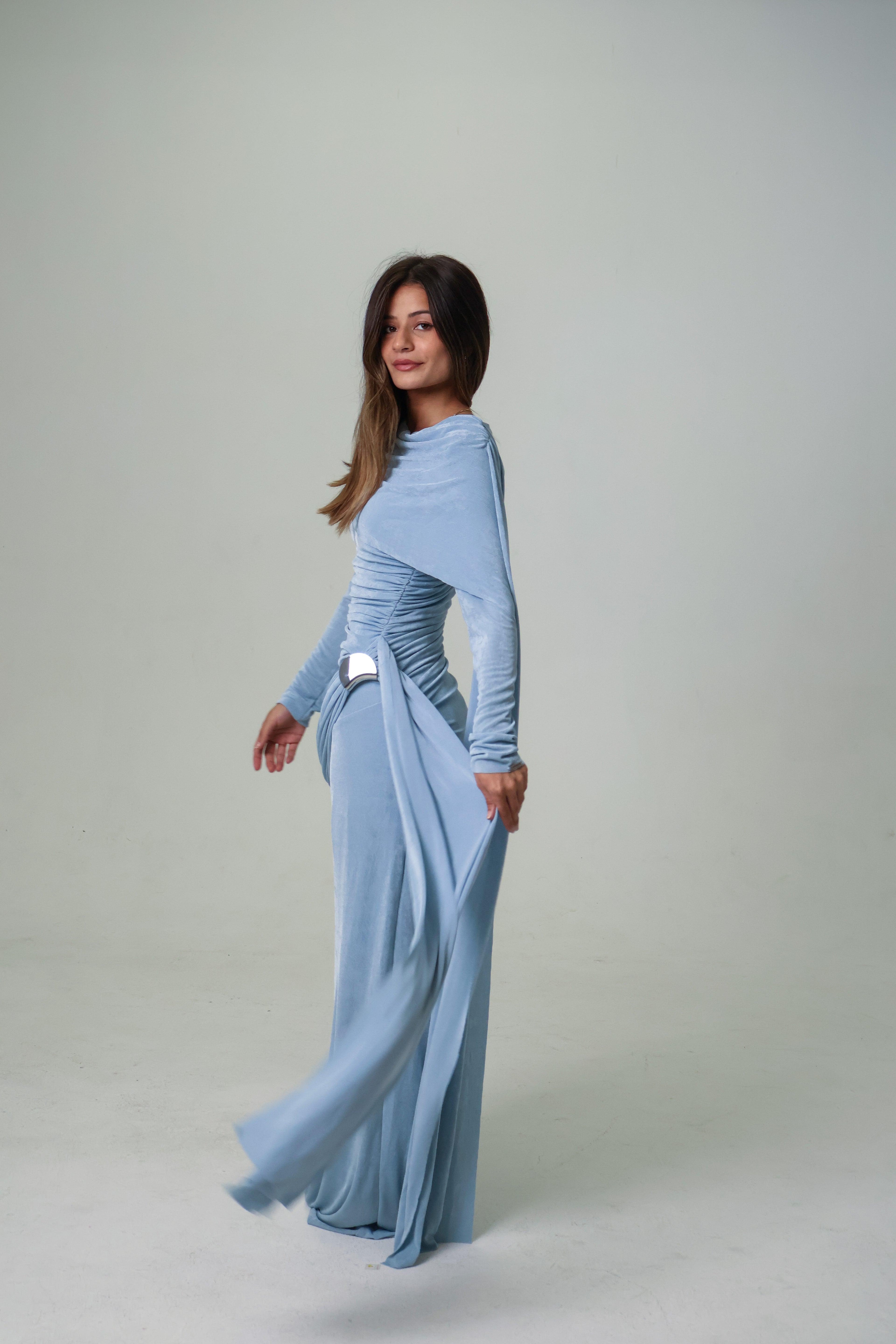 KIRA KNIT DRESS - VINTAGE BLUE