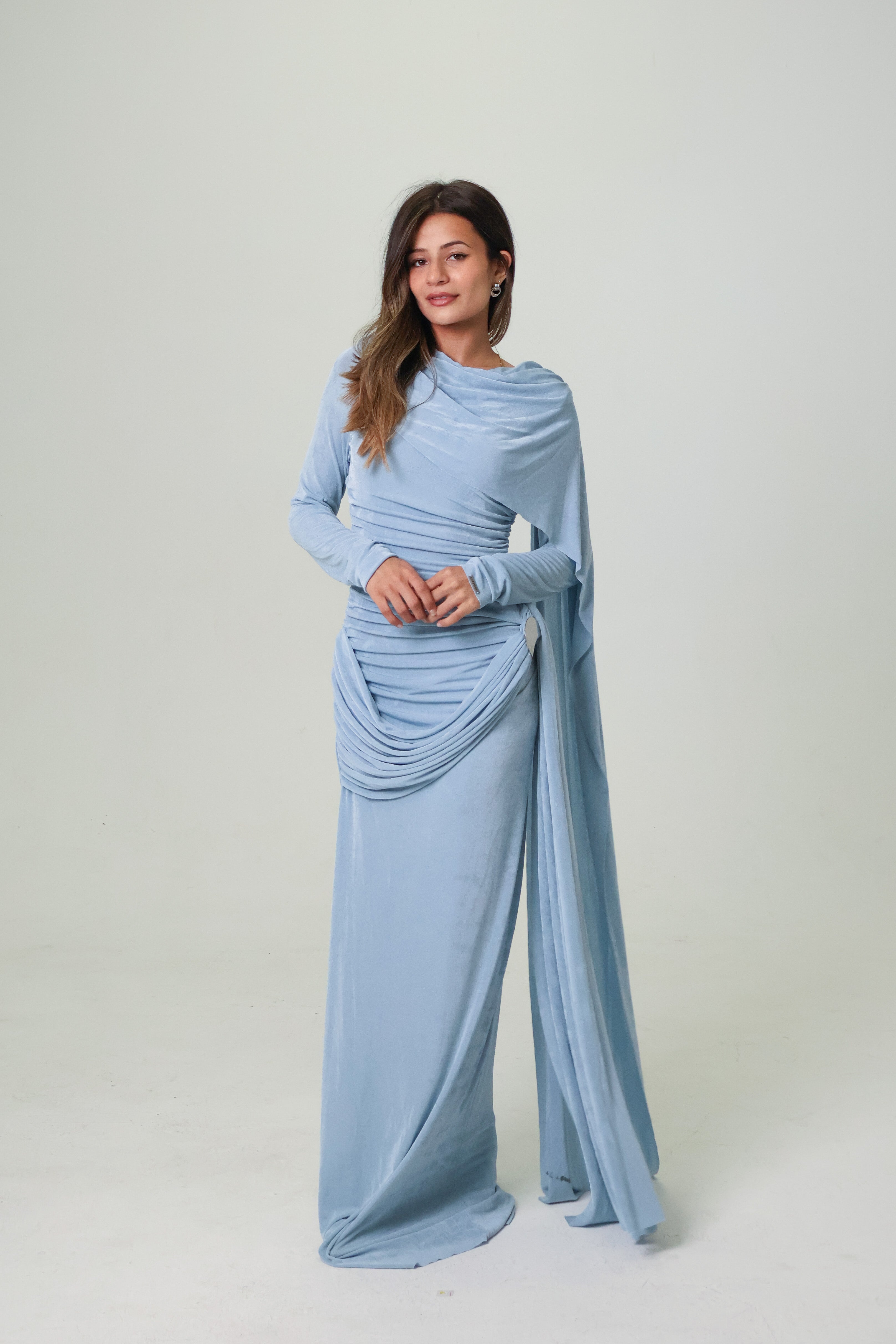 KIRA KNIT DRESS - VINTAGE BLUE