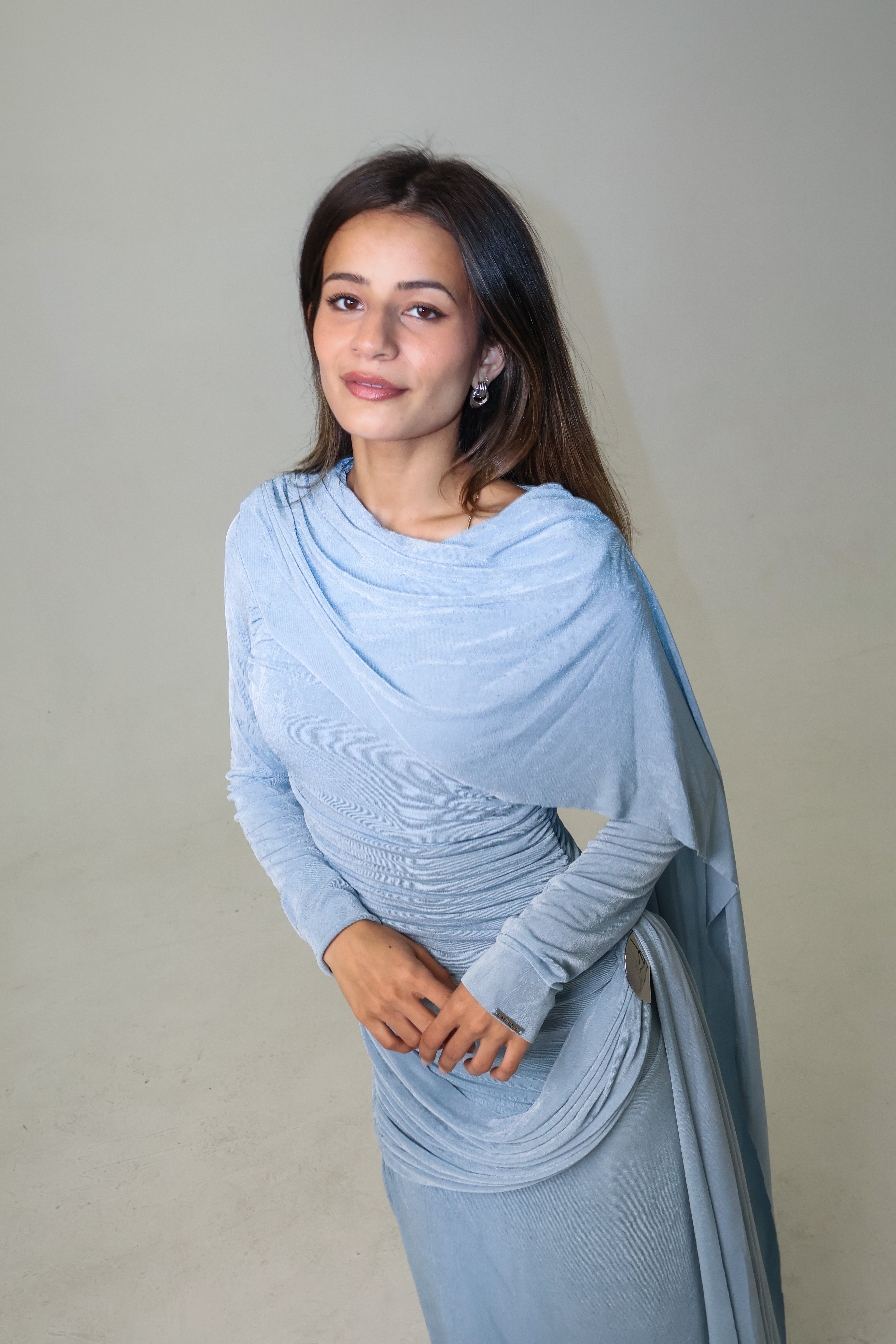 KIRA KNIT DRESS - VINTAGE BLUE